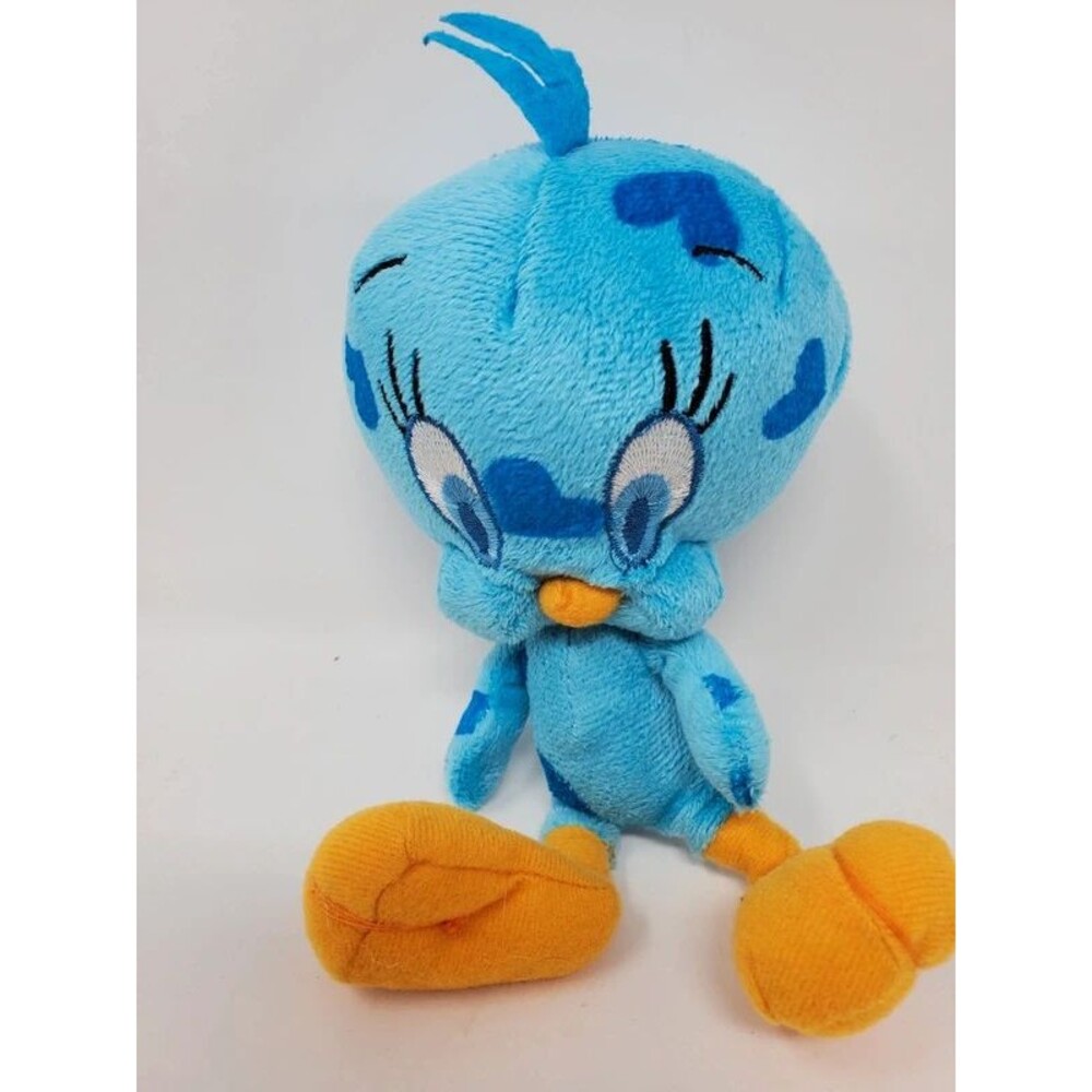 Looney Tunes Tweety Bird Blue Plush Stuffed Animal Blue Camo Spots Heart Pattern